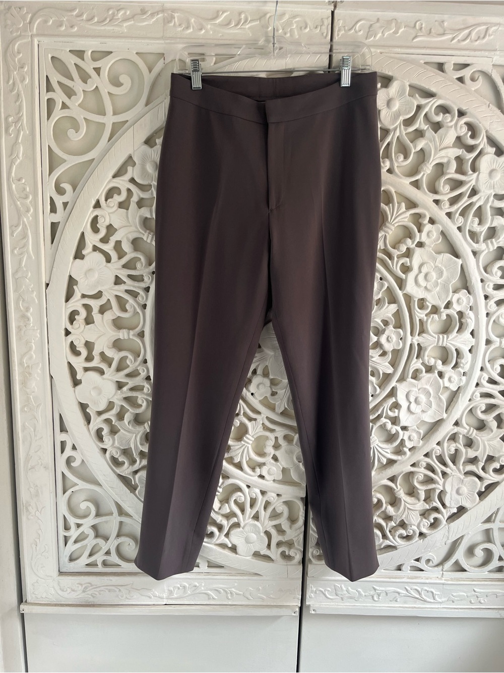 Lucian Matis Taupe Tailored Trousers Slim Leg High Rise Designer Pants
